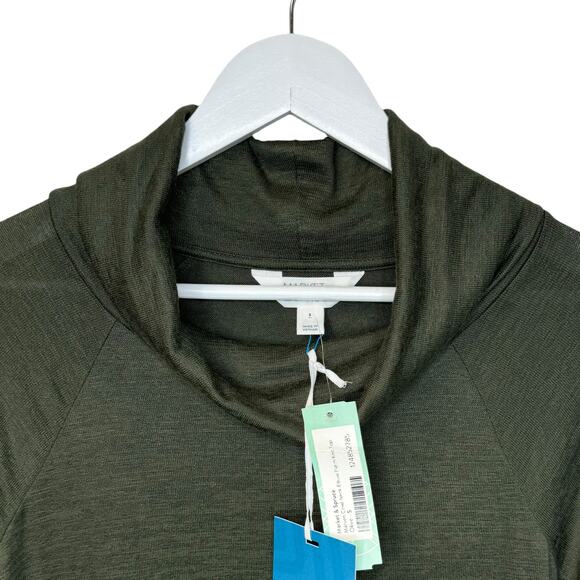 NWT Market & Spruce Marven Olive Green Top Marled Knit Elbow Patch Cowl Neck S - Picture 4 of 10